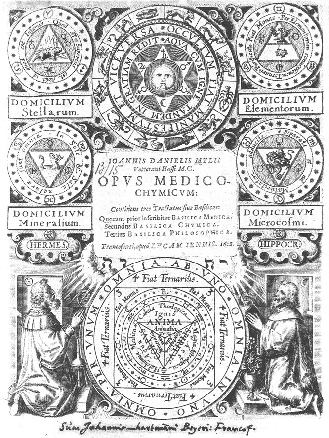 Johann D. Mylius. Opus Medico-Chymicum. Frankfurt, 1618. Portada.