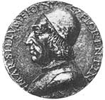 Marsilio Ficino. Medalla con su efigie.